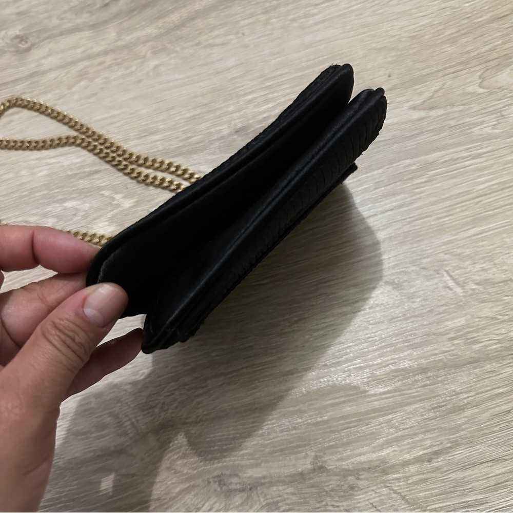 Talbots Black Quilted Sateen Crossbody Mini Wallet Purse - Picture 7 of 10